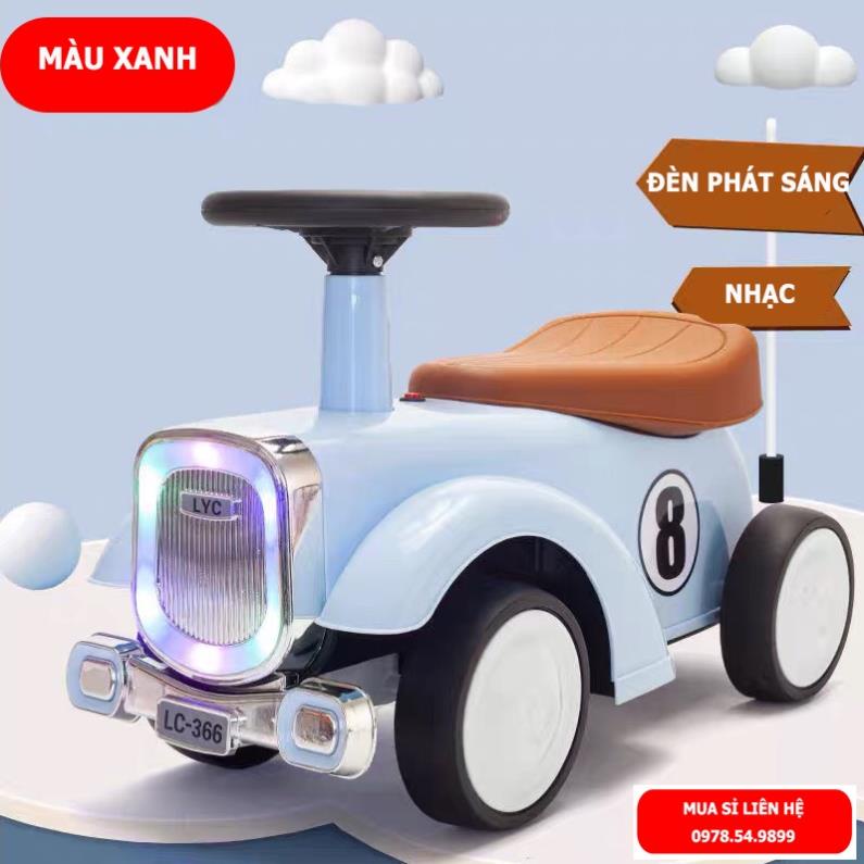 Xe lắc cho bé, Xe chòi chân trẻ em hình có tựa lựng phát nhạc đèn sinh động XLBO