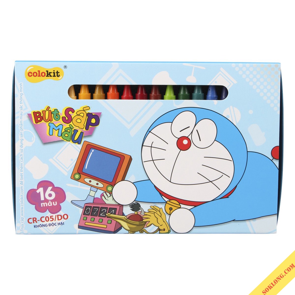 Bút màu sáp bộ 16 màu Thiên Long Colokit Doraemon CR-C05/DO sáp tô mỹ thuật an toàn