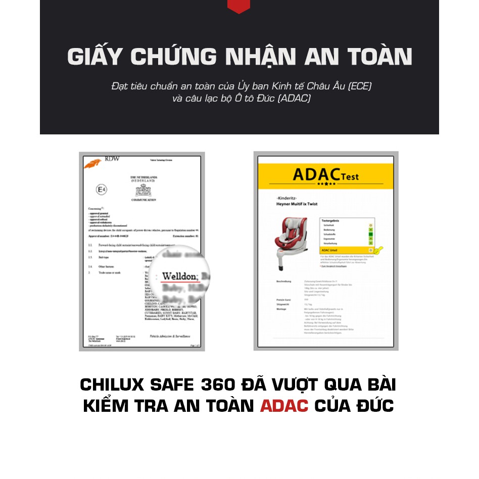 GHẾ NGỒI Ô TÔ CHO TRẺ EM CHILUX SAFE XOAY 360 ĐỘ MÀU XANH LAM (DÙNG 0 - 12 TUỔI)