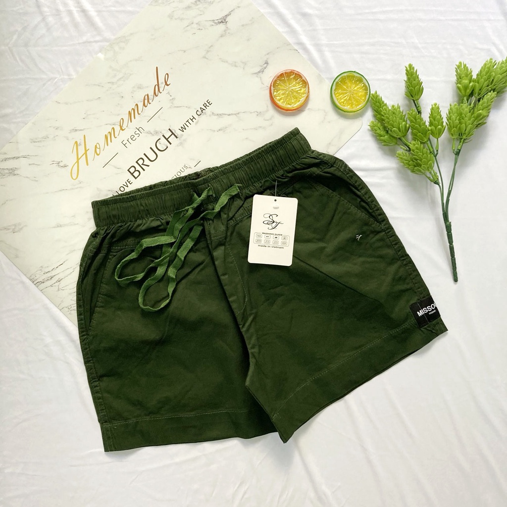 Quần đùi nữ từ 43-57kg vải kaki tốt có độ giãn - hàng đẹp - lưng thun có dây rút - QU65