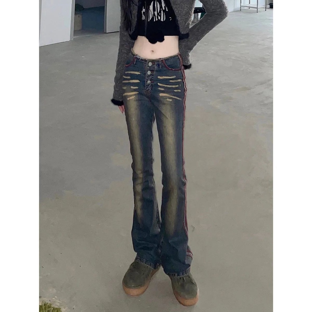 American Retro High Waist Flare Jeans New Model Spring Fashion For Women