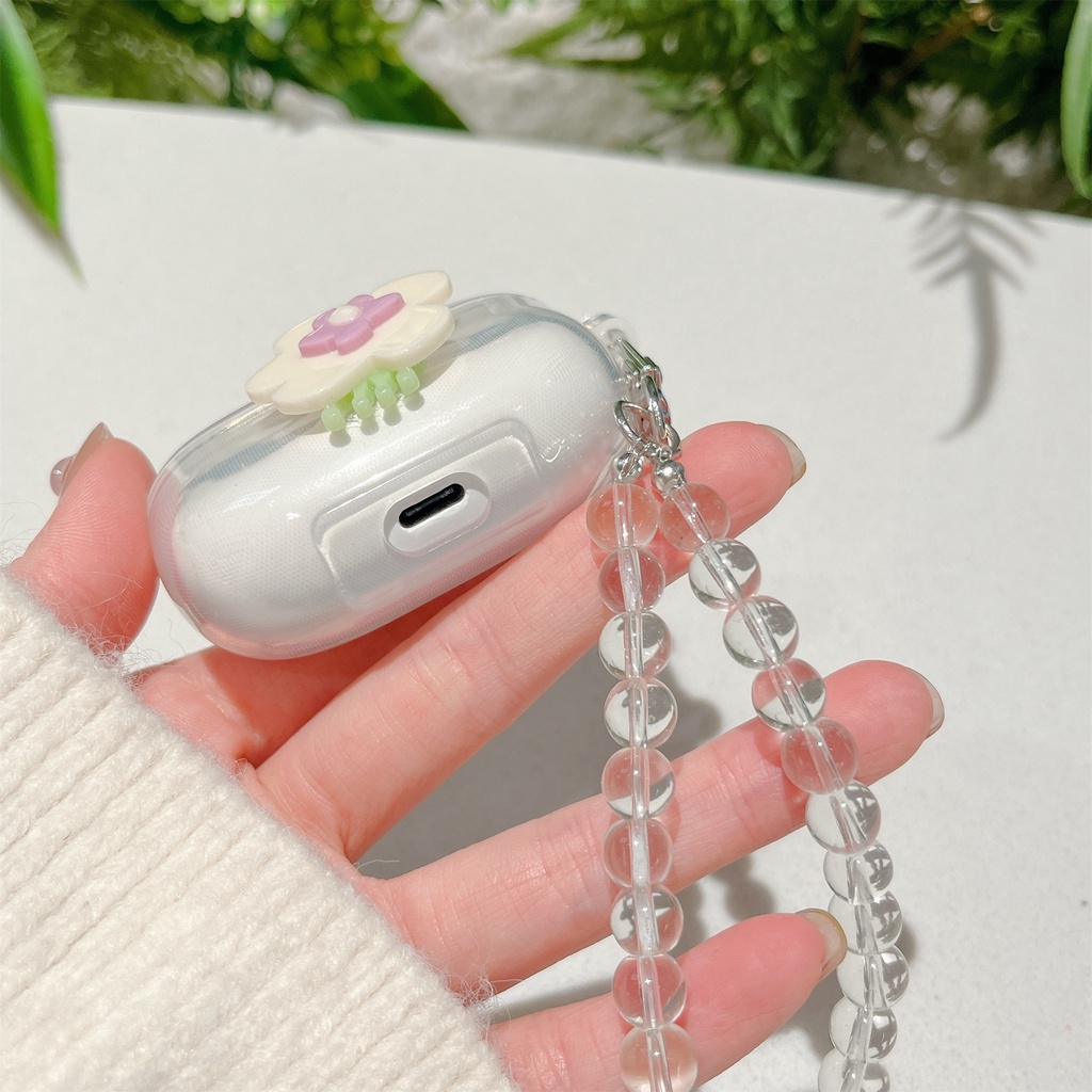 Vỏ Bảo Vệ Hộp Sạc Tai Nghe OPPO ENCO X Bằng TPU Mềm Trong Suốt Hình Gấu / Hoa 3D DIY