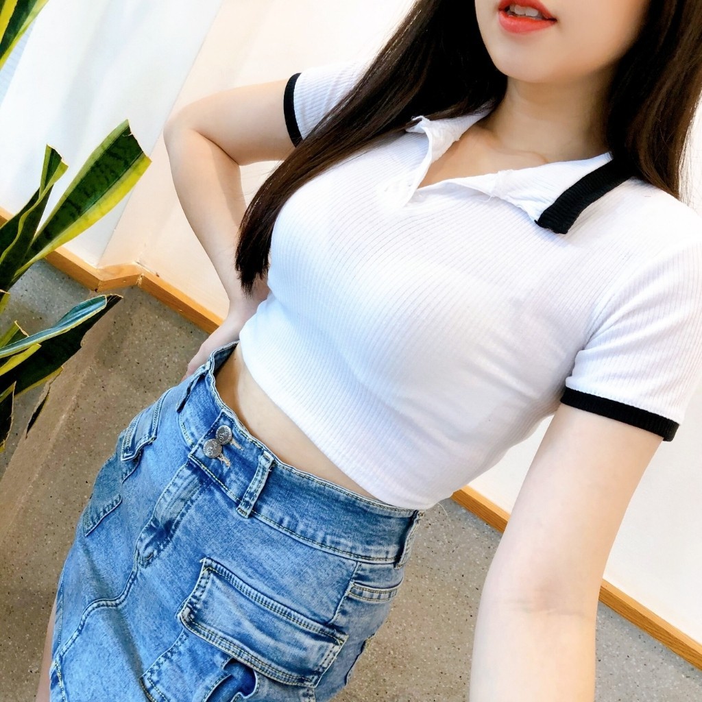 Áo Kiểu Croptop Cổ Trụ Tay Ngắn, Chất Thun Gân Mềm Mịn Co Giản,Mẫu Phối Màu Lạ Mắt Size 55kg Fom Chuẩn Ảnh 100% | BigBuy360 - bigbuy360.vn