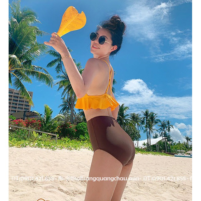 (Hàng Nhập-Thun Dày) Bikini 2 mảnh, quần cạp cao Style Hàn quốc #HTL9910