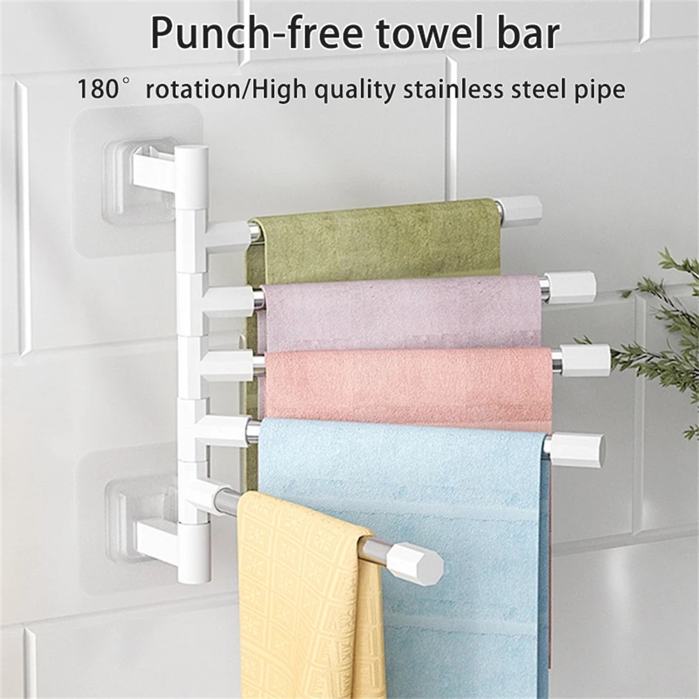 Giá Sắp Xếp Khăn Tắm Giá Treo Gấp Gọn Gắn Tường Nhà Bếp Giá Móc Xoay Kệ Nhà Bếp Giá Treo Khăn Giấy 2-8 Thanh