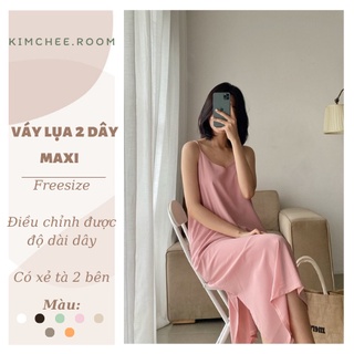 Váy hai dây maxi dài xẻ tà Kimchee