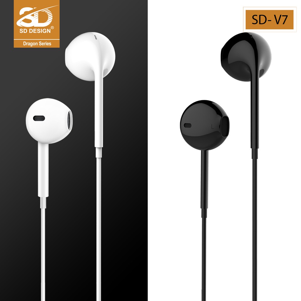 Tai Nghe dây Nhét Tai SD Design V7 tương thích các dòng điện thoại jack 3.5mm, có mic bảo hành Chính Hãng 1 đổi 1