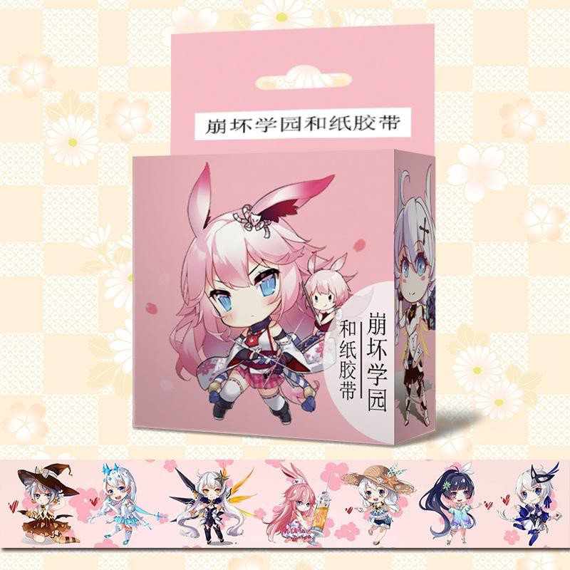 (không hộp) Băng dính Honkai Impact 3 washi tape trang trí hoạ tiết in hình anime chibi