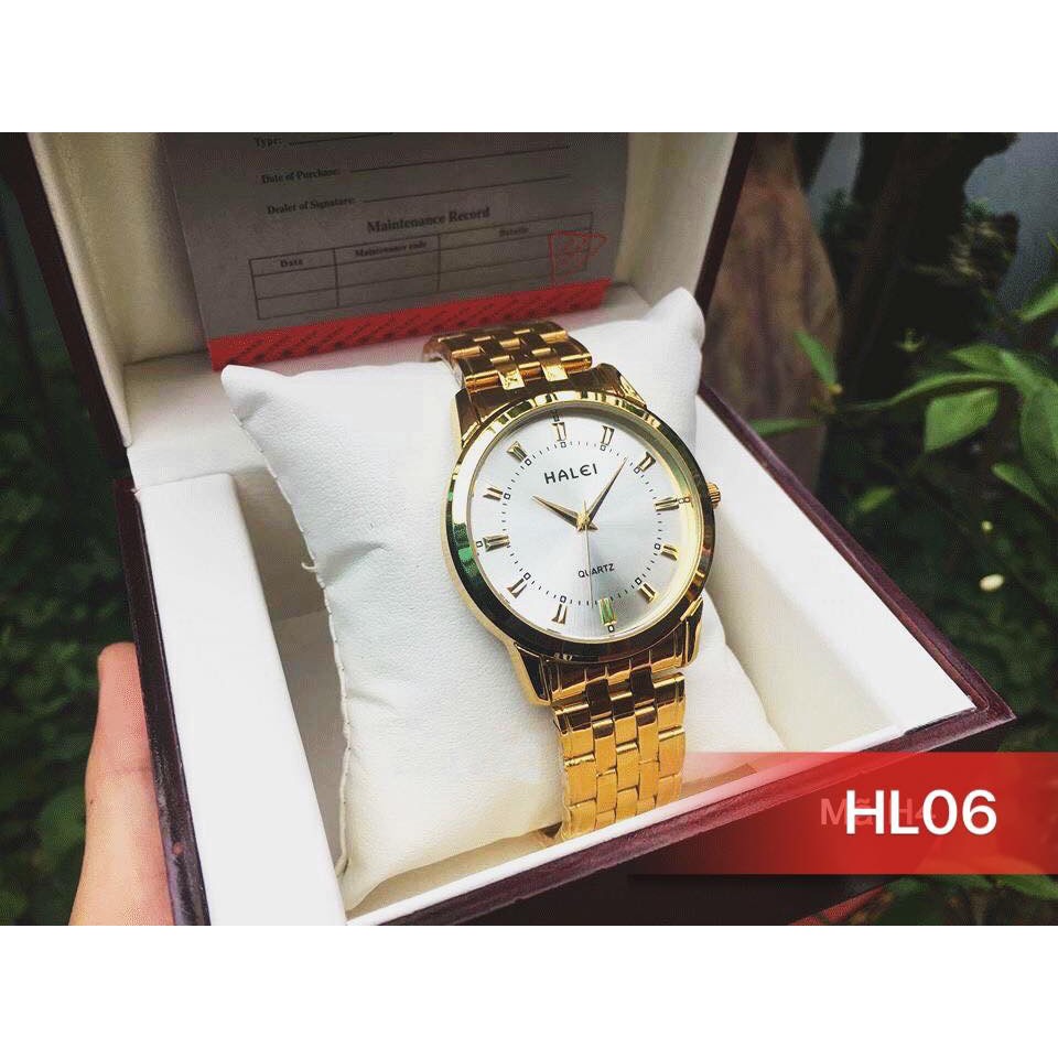 Đồng hồ nam nữ đẹp halei HLE06 chống nước chống xước,tặng kèm vòng tì hưu