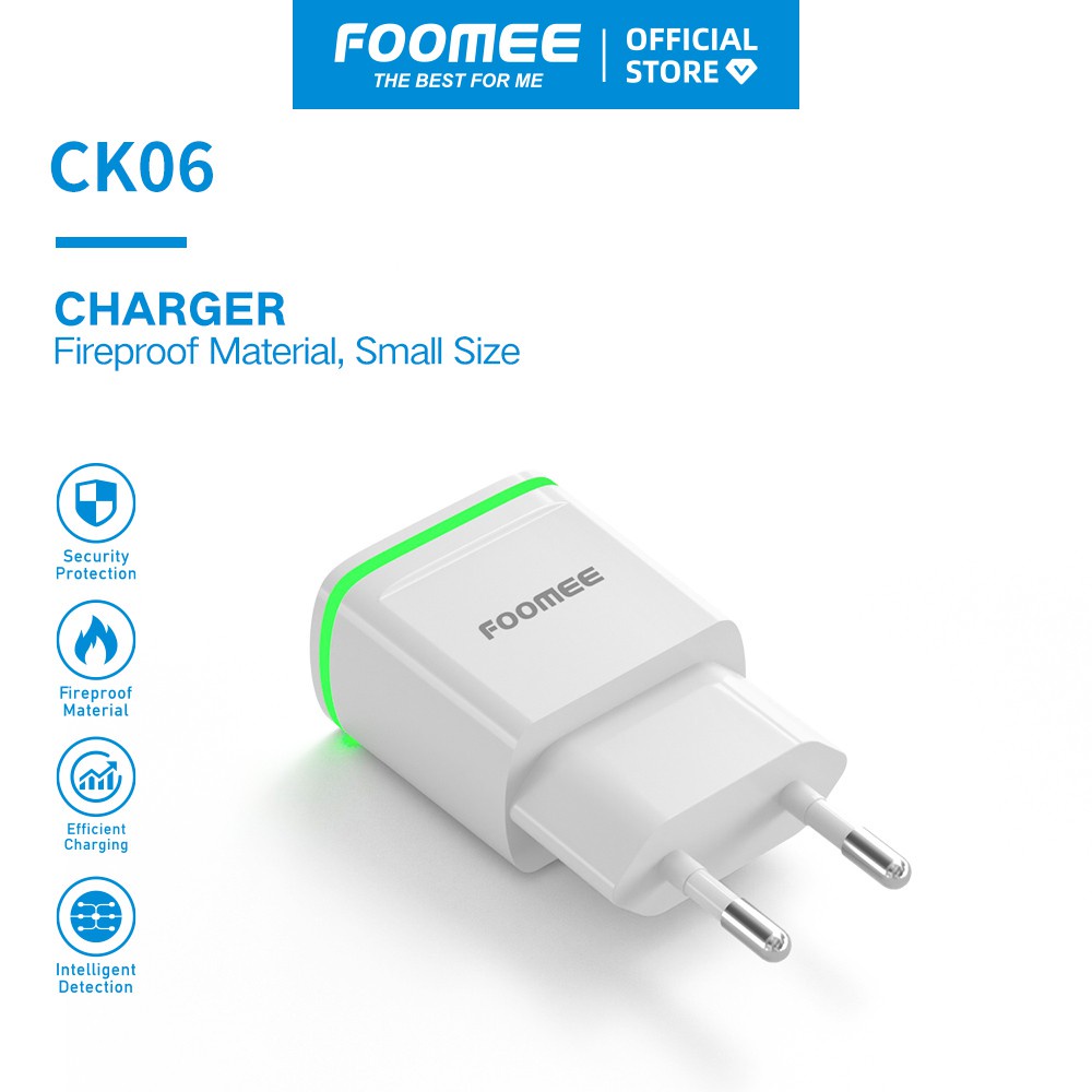 CK06 Củ sạc 2 Cổng USB FOOMEE Sạc Nhanh 2 Thiết Bị Cùng Lúc Hàng chính hãng - PHỤ KIỆN SỐ