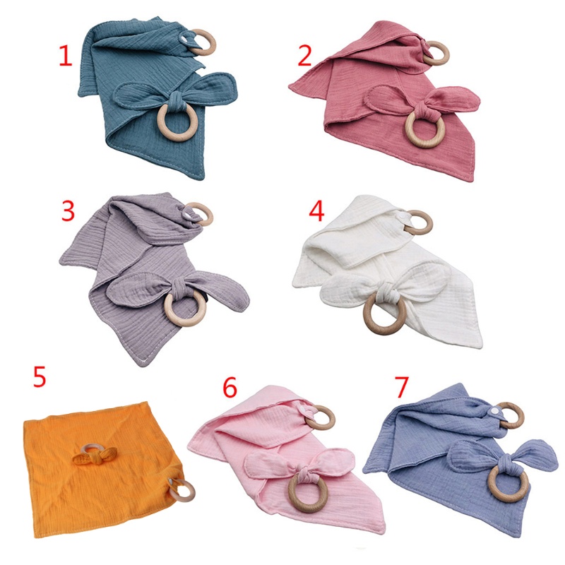 1 Bộ Yếm Ăn Cotton Hình Tai Thỏ Dễ Thương Cho Bé