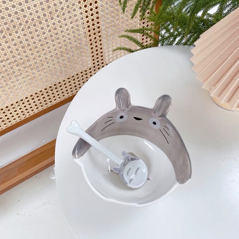 Tô và muỗng/thìa hình Tororo chất liệu gốm sứ dễ thương đáng yêu
