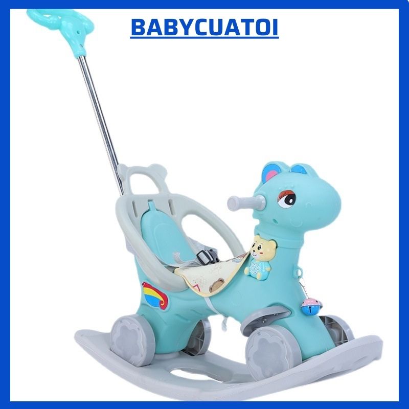 Ngựa bập bênh cho bé 2 in 1 có tay đẩy đa năng thông minh vừa bập bênh vừa chòi chân
