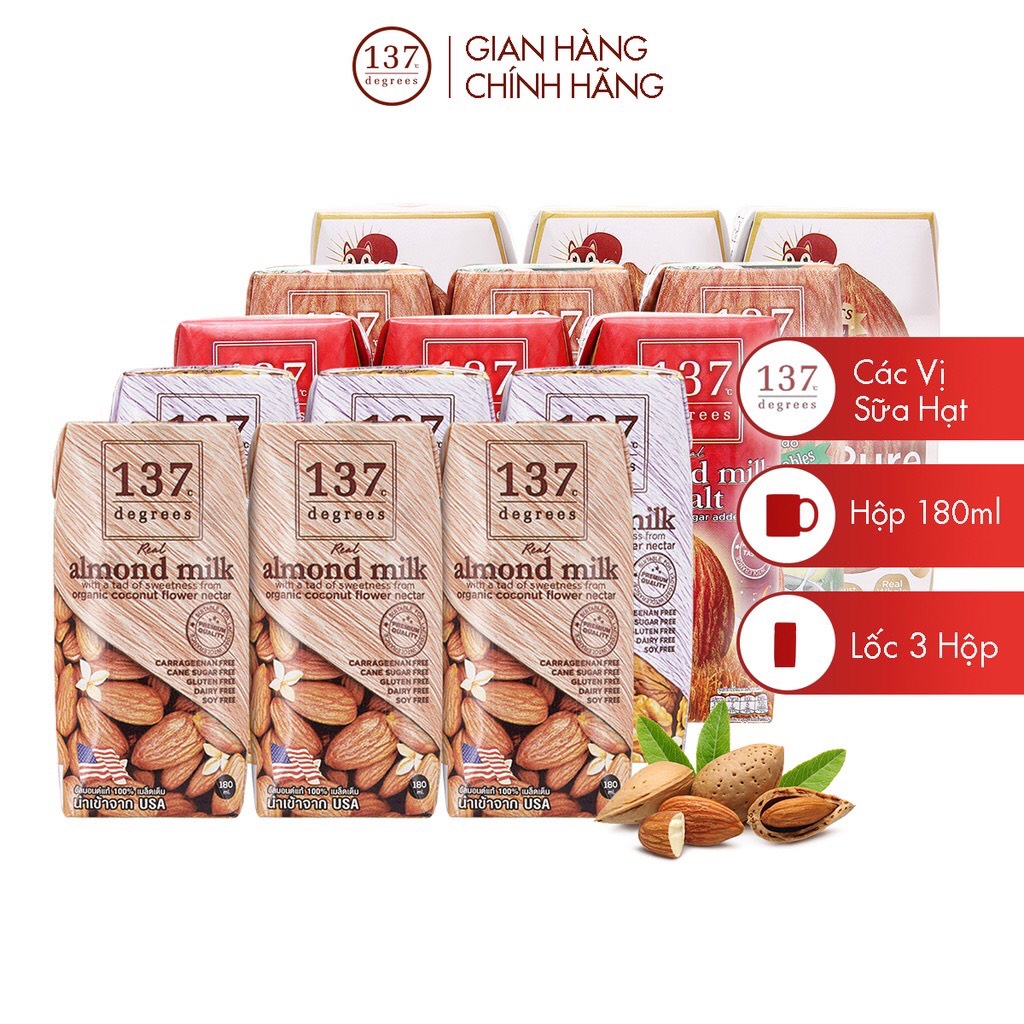 Lốc 3 Hộp Sữa hạt 137 Degrees - Hộp 180ML