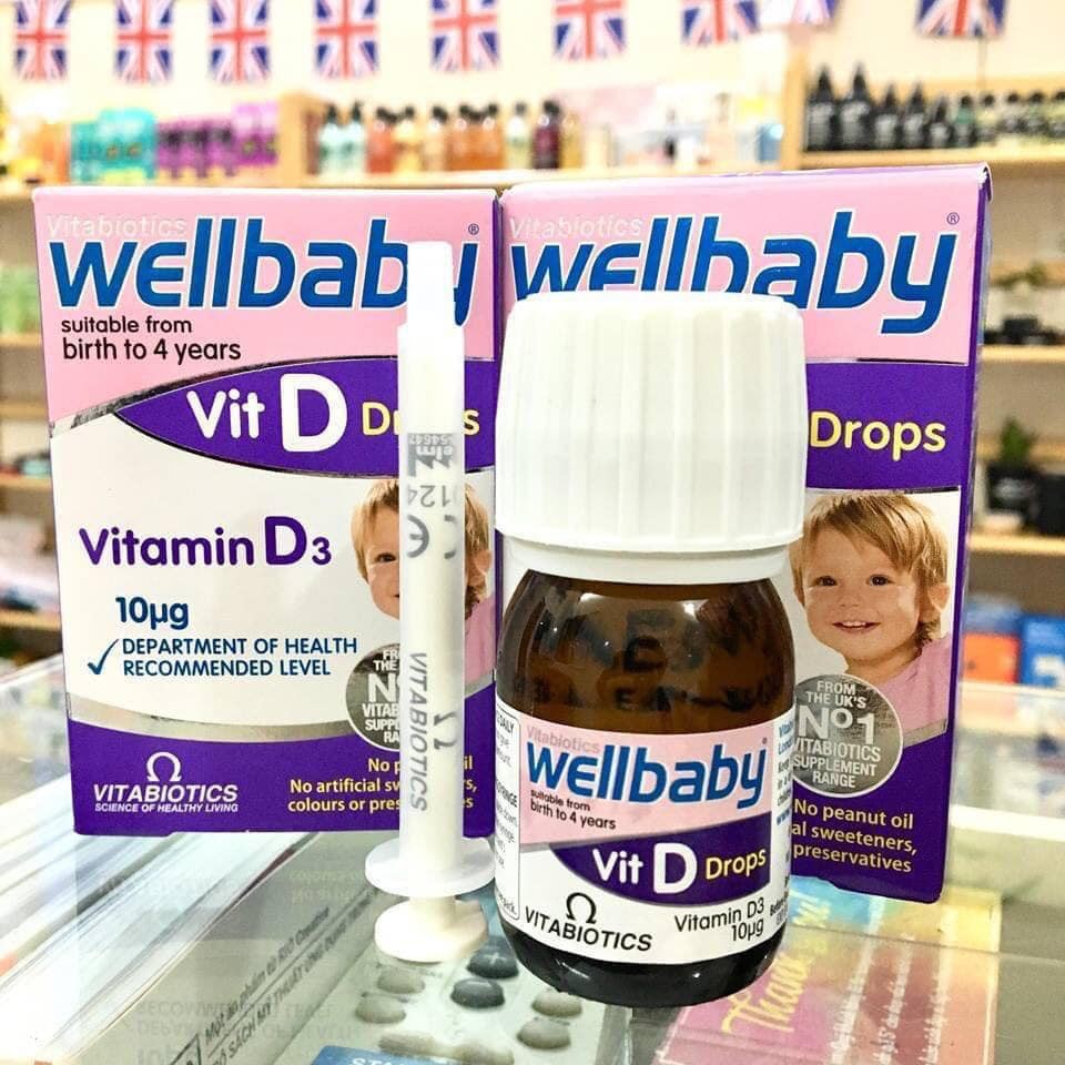 Vitamin D3 Wellbaby Vit D Drops cho bé dạng giọt của Anh