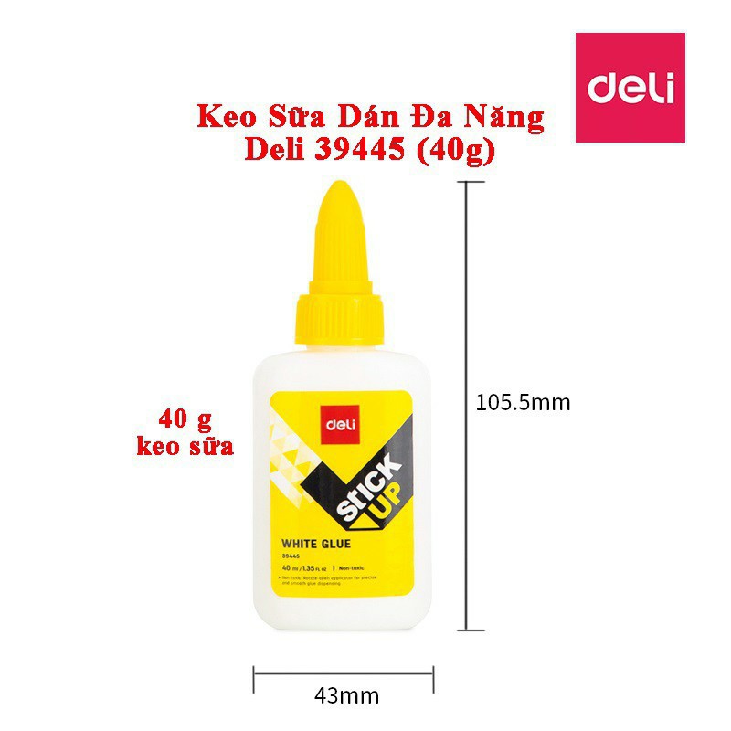 Keo Sữa Đa Năng Deli E39445 Dán Vải, Giấy, DeCal, Giấy Dán Tường, Làm Đồ Handmade (40ml)