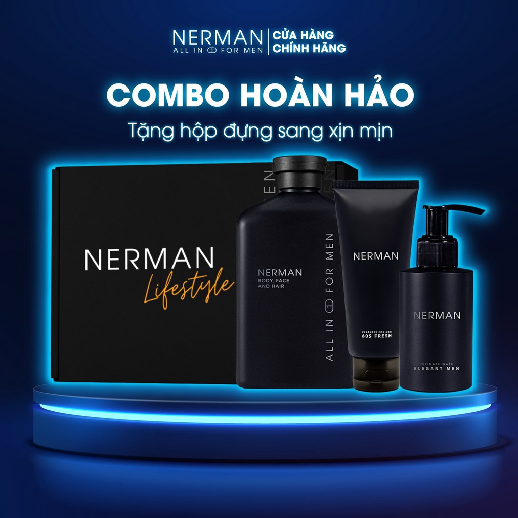 Combo Hoàn Hảo Sữa tắm gội hương nước hoa 350ml &amp; Gel rửa mặt 60S Fresh 100ml &amp; Dung dịch vệ sinh 100ml