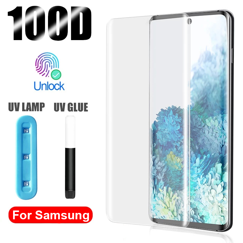 UV Kính Cường Lực Bảo Vệ Màn Hình Cao Cấp Cho Samsung Galaxy Note 20 10 9 8 S22 S21 Ultra S20 S10 5g 4g S9 S8 Ultra Plus S7 Edge