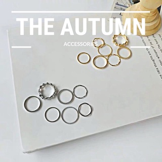 Set 7 nhẫn đơn giản mạ vàng, bạc The Autumn Accessories - NT02