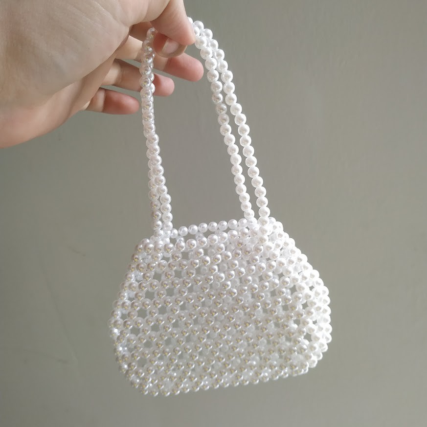 Túi xách hạt cườm form bầu hạt nhỏ 6mm size 13x10x3 - Túi xách nữ nhỏ