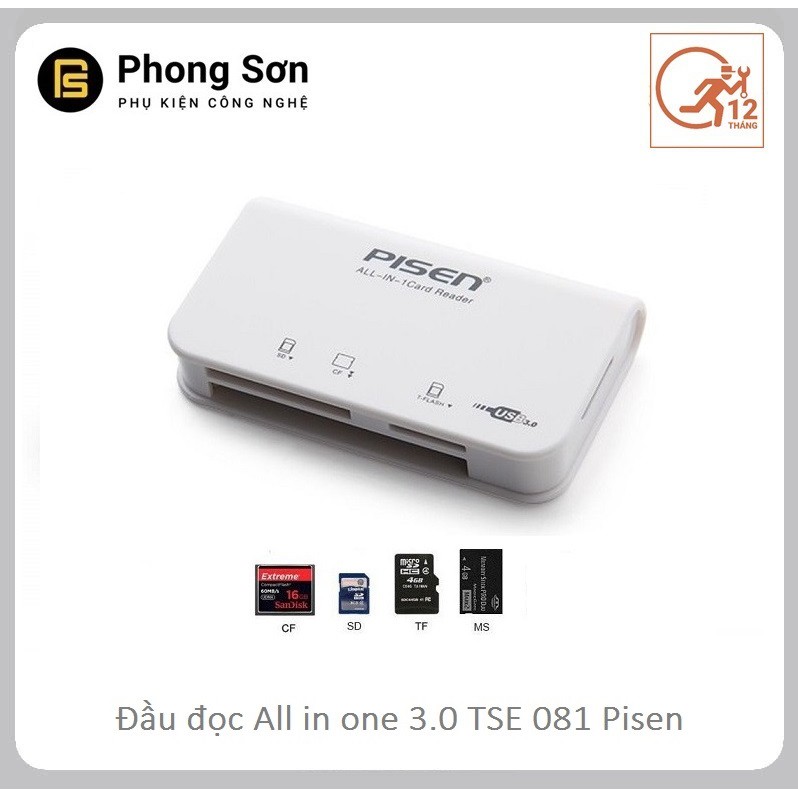  Đầu đọc thẻ đa năng Pisen All-in-one USB 3.0 (Trắng)