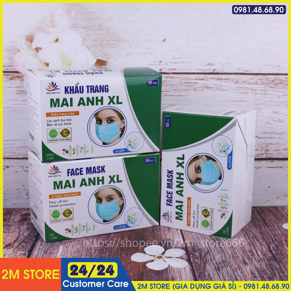 (CHỌN MÀU) Hộp 50 Cái Khẩu Trang Y Tế 4 Lớp Giấy Kháng Khuẩn Dập Logo | BigBuy360 - bigbuy360.vn
