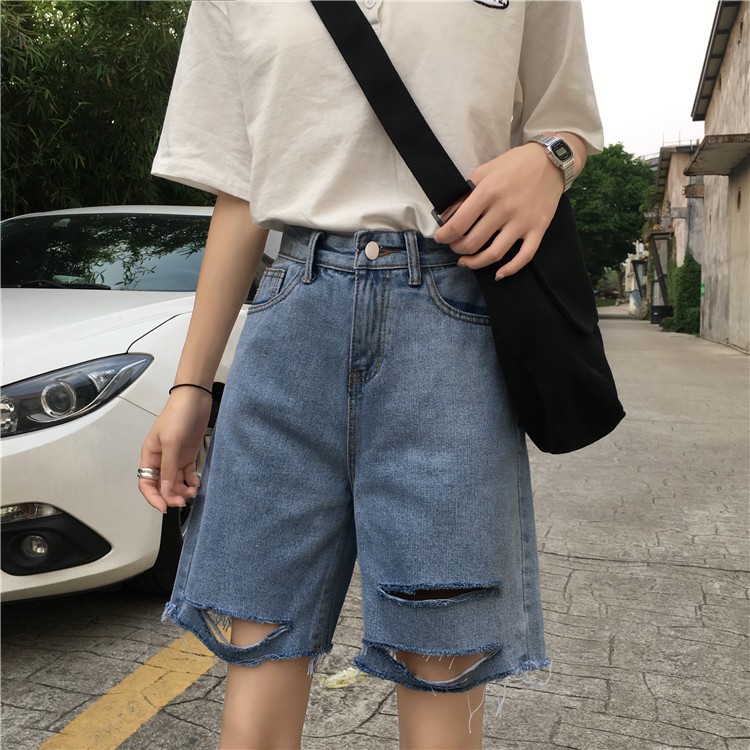 [Bán chạy + video ] Quần shorts jean nữ lưng cao Ulzzang QLJ52