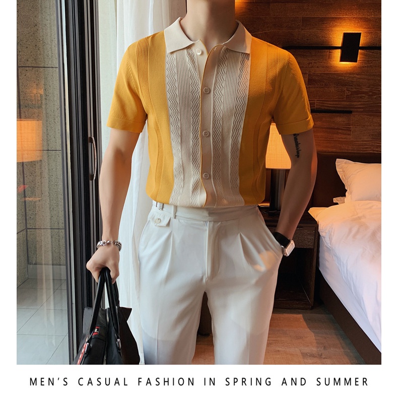 Áo polo Hàn Quốc, áo polo nam PL03 vải lụa dệt kim cao cấp