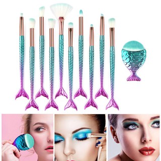 Set 11 cọ trang điểm cán đuôi cá lông mềm
