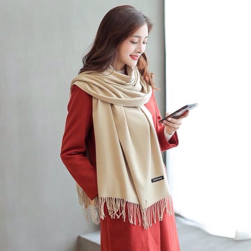 Khăn choàng cổ Cashmere được dệt từ sợi len cáhmere phong cách Hàn cho nữ