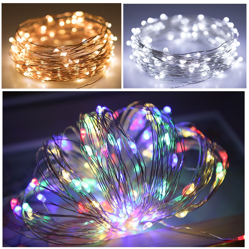 [Dùng USB] Dây đèn đom đóm LED trang trí fairy light đom đóm 4 màu thả trần phòng ngủ