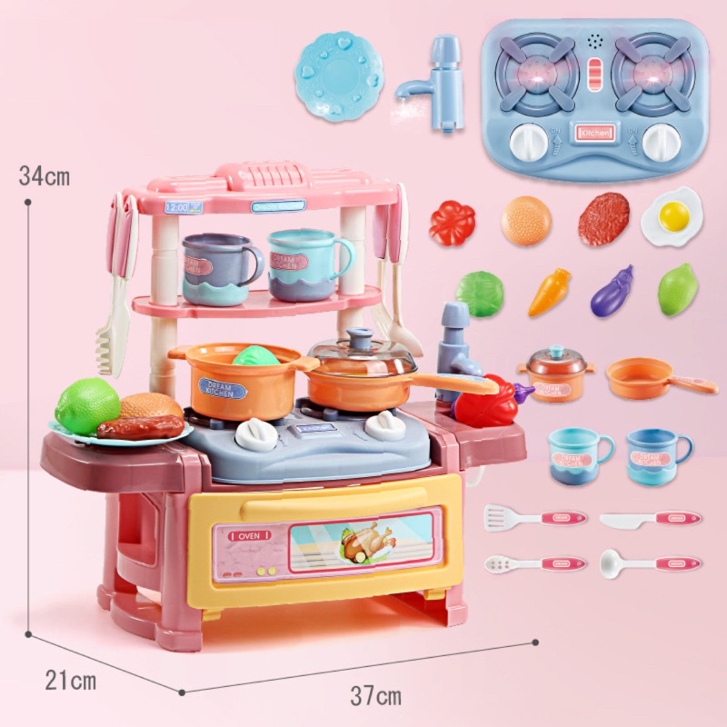 Size lớn] Bộ đồ chơi nhà bếp 21 chi tiết có nước xả thật cho bé