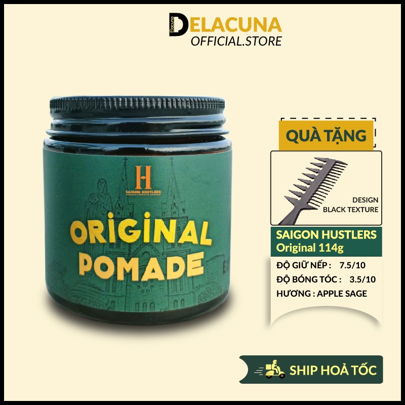 Sáp vuốt tóc nam Original Pomade Saigon Hustlers chính hãng cao cấp Delacuna OP01