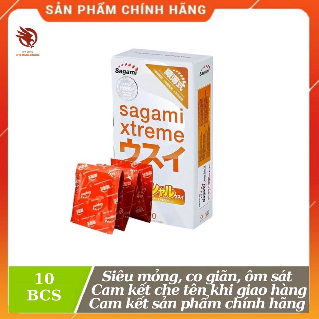 [ CHÍNH HÃNG ] - Bao cao su Sagami Xtreme Super Thin, siêu mỏng, co giãn, ôm khít - Hộp 10 chiếc