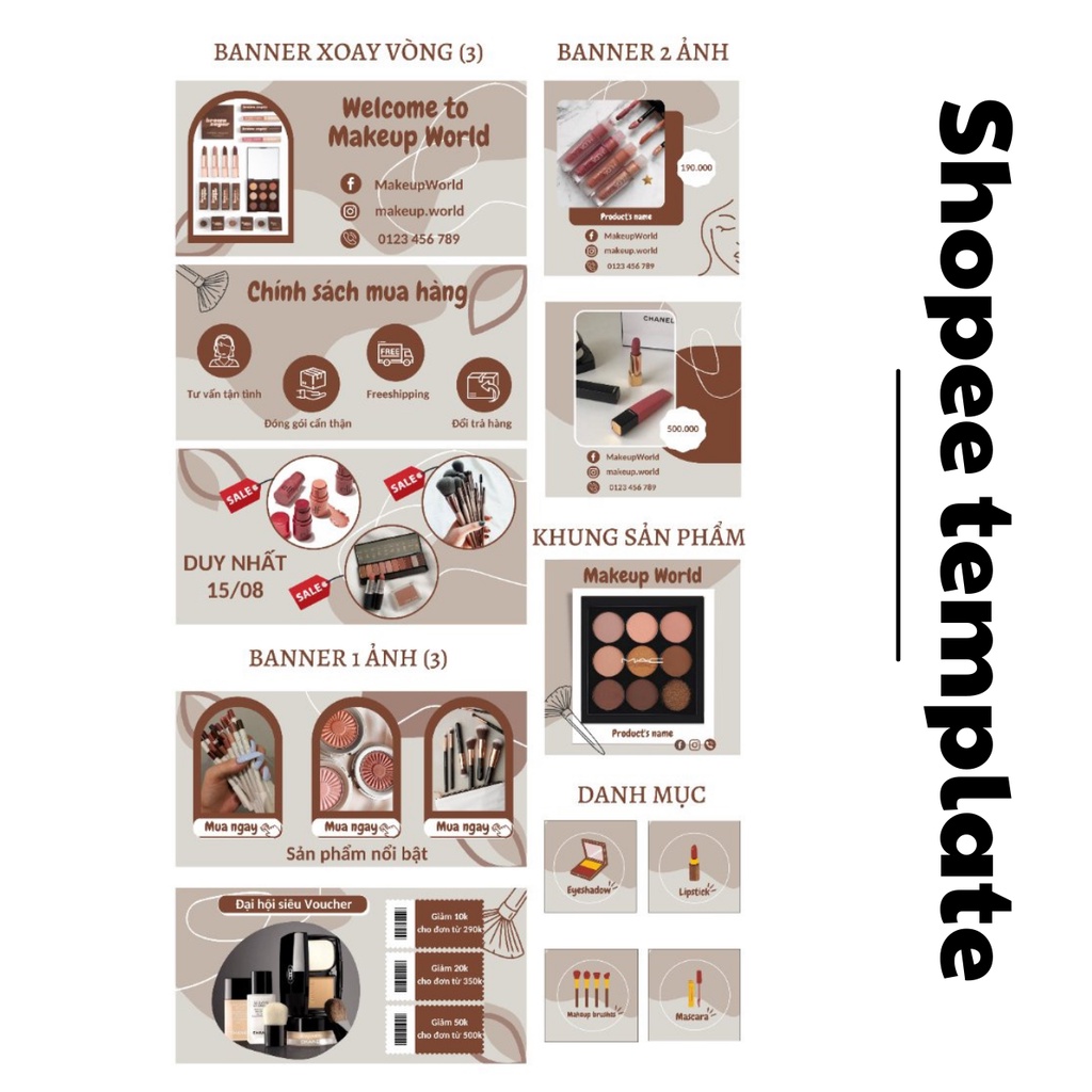 Shopee template dành cho mỹ phẩm, làm đẹp