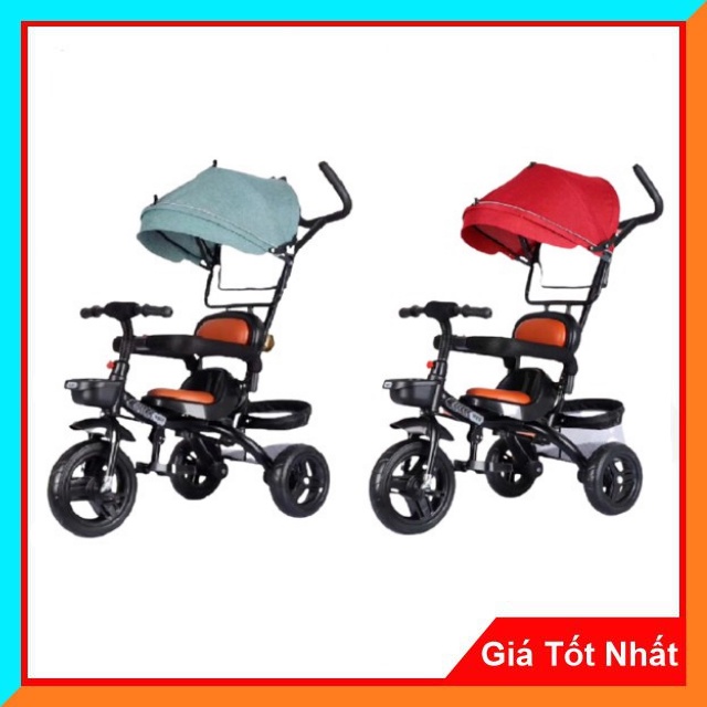 Xe Đẩy 3 Bánh Mái Che Cao Cấp TQ330 Có Cán Đẩy, Đai Bảo Vệ Cho Bé