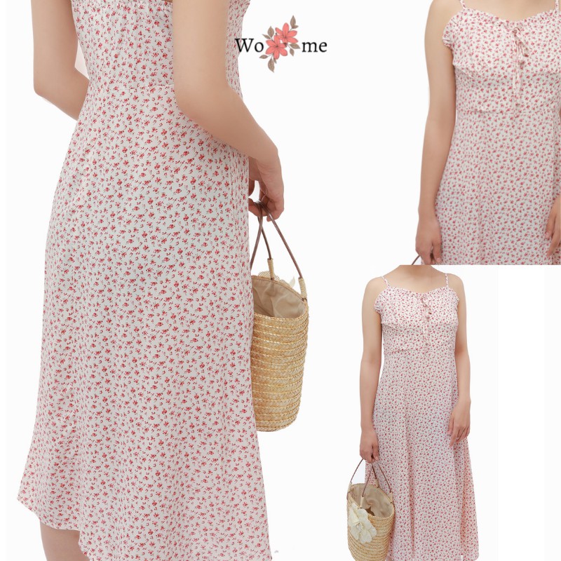 Váy hoa nhí 2 dây lơ ngực dáng dài suông đi biển, đi chơi, mặc nhà hàng cao cấp | BigBuy360 - bigbuy360.vn