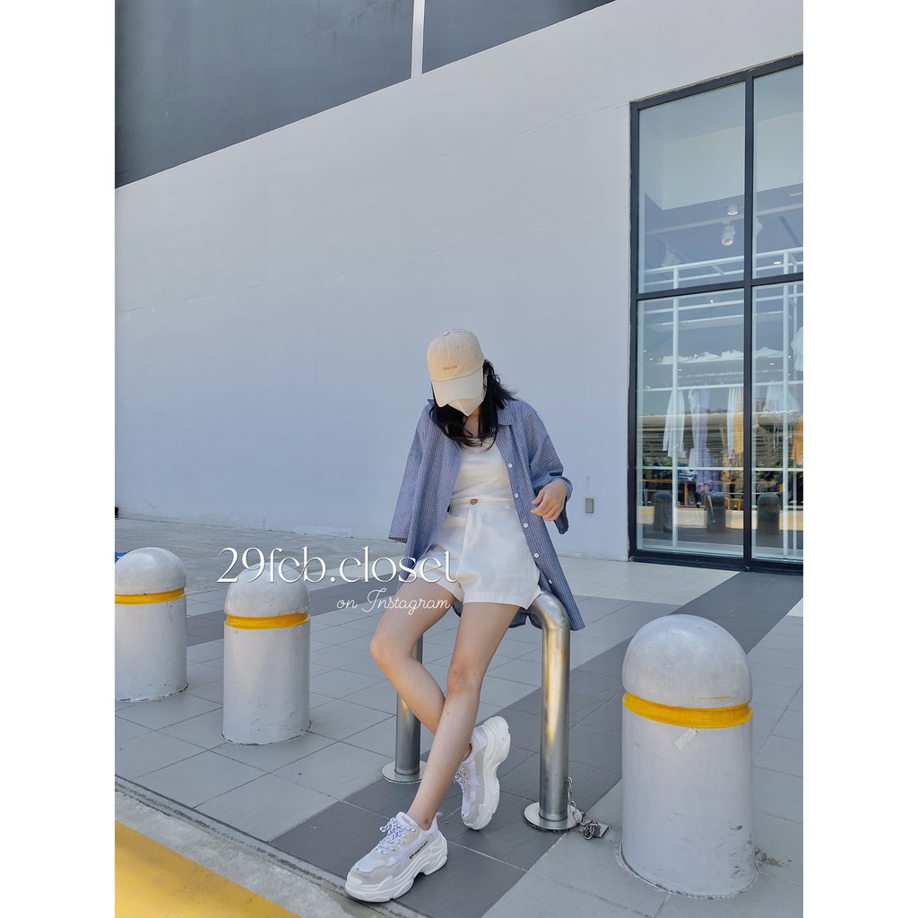 Áo sơ mi oversize kẻ sọc tay lỡ chất thô mềm (Ảnh video 29feb chụp)
