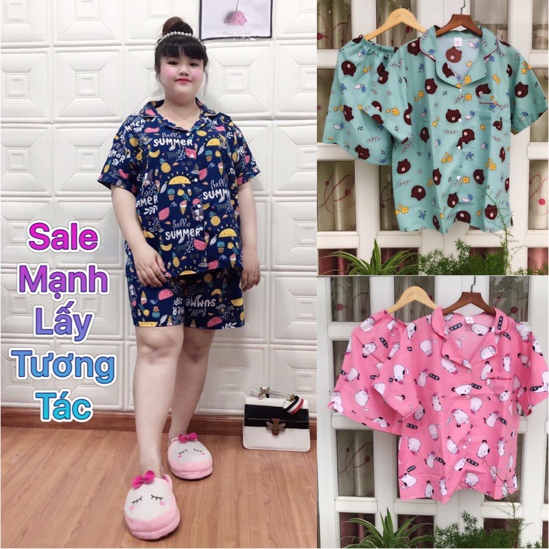 (65-85kg) Đồ Bộ Pijama Bigsize Kate Thái - Tay ngắn quần ngắn