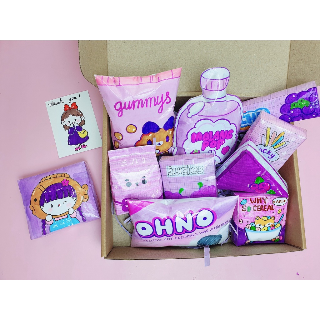 |SQUISHY GIẤY HANDMADE| Squishy nhiều hình dễ thương, Set gồm hộp 10 đến 12 Squishy hình khác nhau