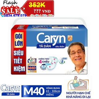 Tã dán người lớn caryn siêu thấm size m40 - vòng hông 61-106cm - gói siêu tiết kiệm 40 miếng