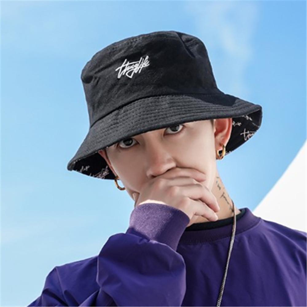 Mũ Bucket Chất Liệu Cotton Thoáng Khí In Chữ Phong Cách Hàn Quốc