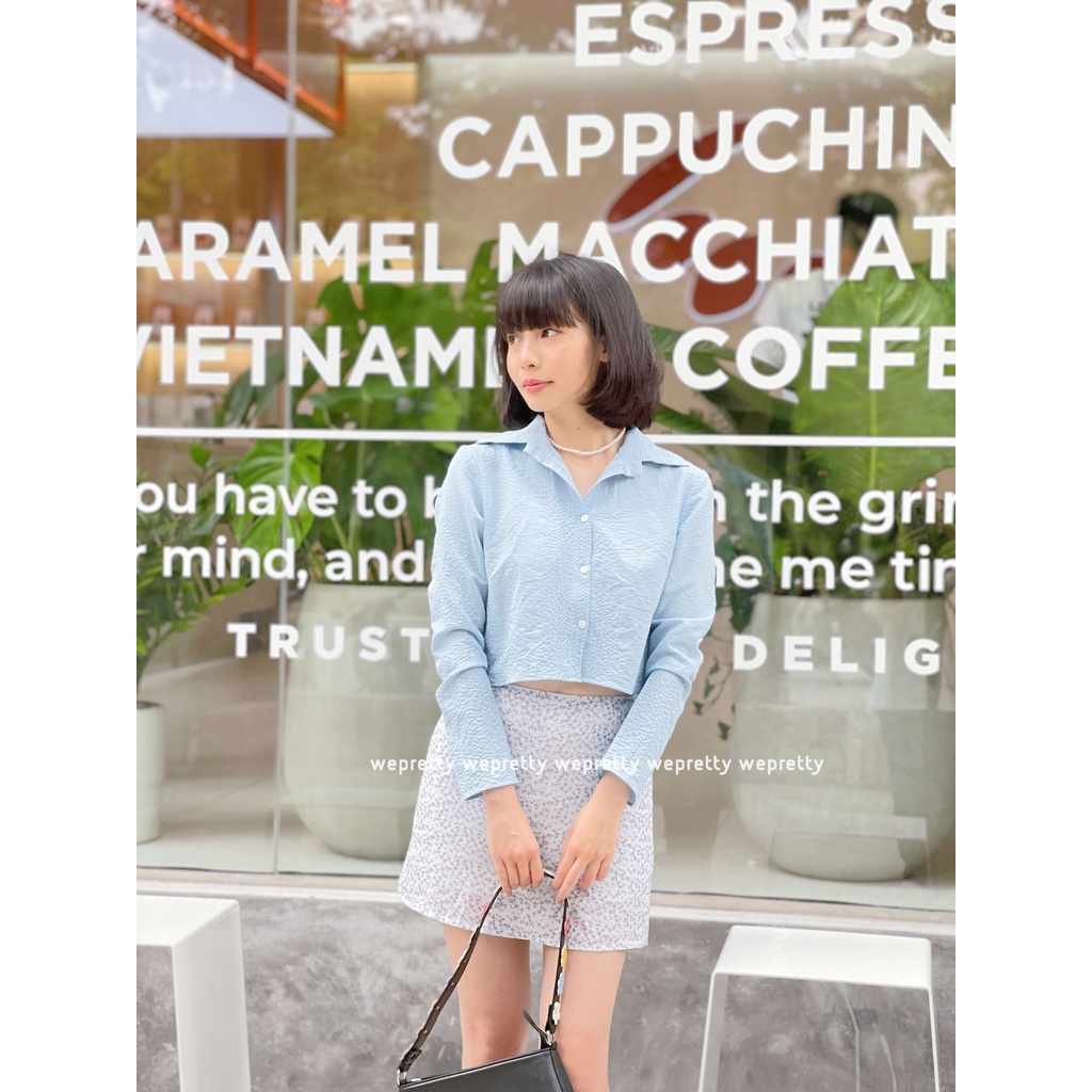 Áo sơmi dáng lửng chất đũi xốp nhẹ mềm mát phù hợp cho thời tiết hè dễ phối outfit năng động AH08 Weprettt Clothes | BigBuy360 - bigbuy360.vn