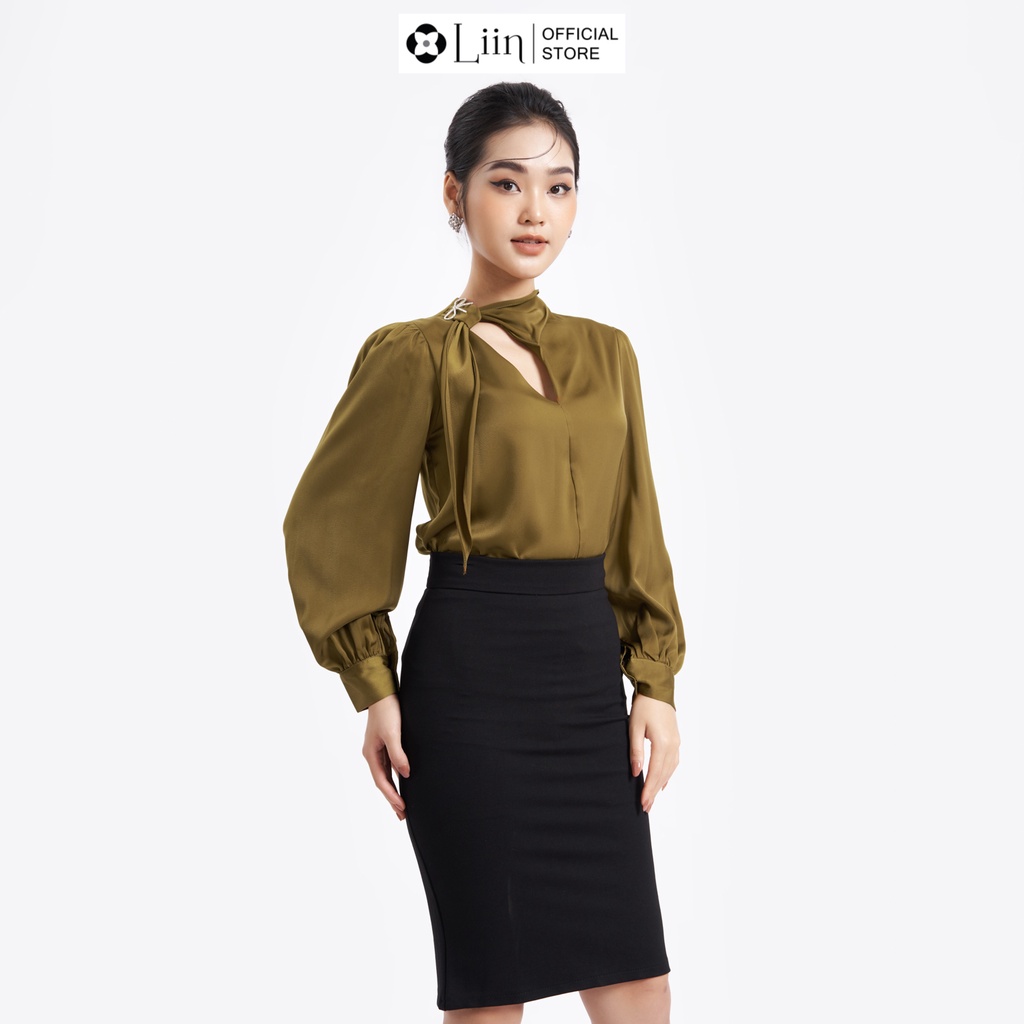 Áo kiểu nữ chất lụa thiết kế cổ chéo cách điệu phong cách thời thượng Liin Clothing SM3866