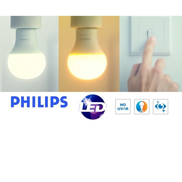 [Mã LT50 giảm 50k đơn 250k] Bóng đèn Philips LED Scene Switch đổi màu ánh sáng 9.5W 3000K/6500K E27 (Trắng / Vàng)