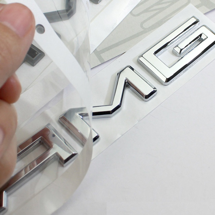 Decal logo 3D hợp kim inox chữ nổi AMG dán xe đuôi ô tô - HÀNG CÓ SẴN