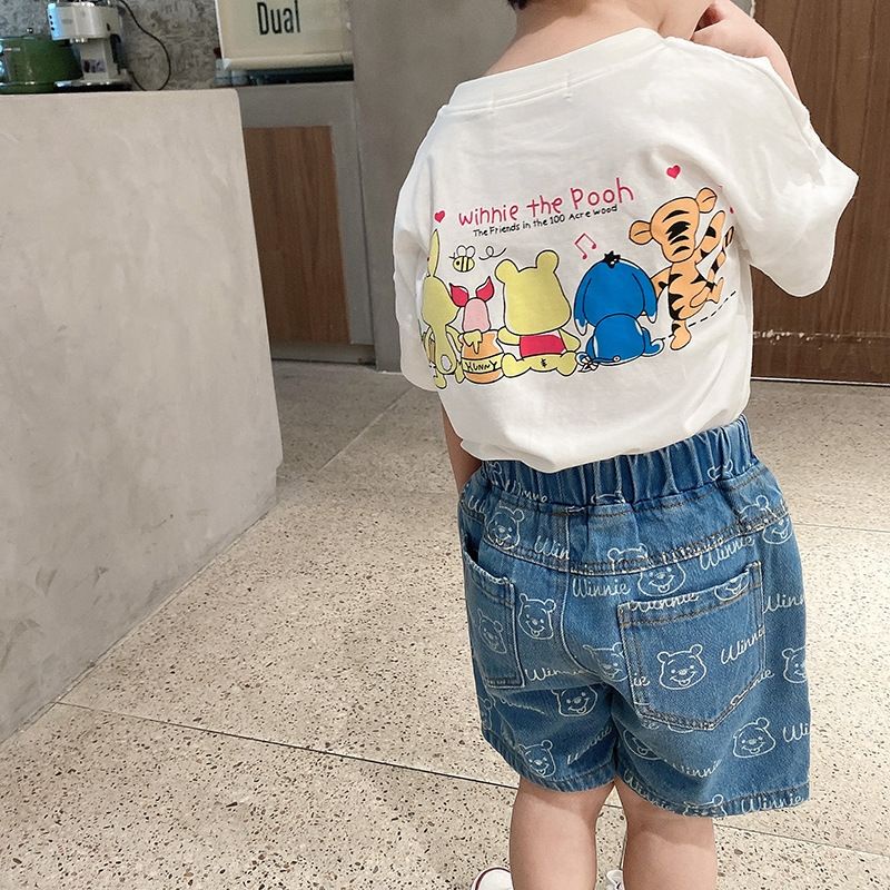 Áo Thun Tay Ngắn Cổ Tròn In Họa Tiết Hoạt Hình Dễ Thương Thời Trang Cho Bé Trai