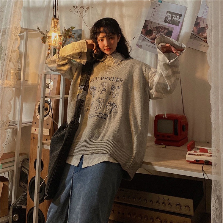 Áo len không tay cổ chữ v thiết kế mới thời trang phong cách Hàn Quốc cho nữ