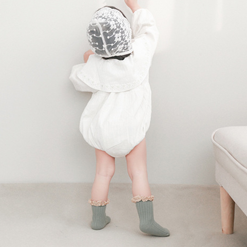 Tất Bằng Cotton Cổ Bèo Họa Tiết Sọc Caro Thiết Kế Dễ Thương Cho Bé Gái