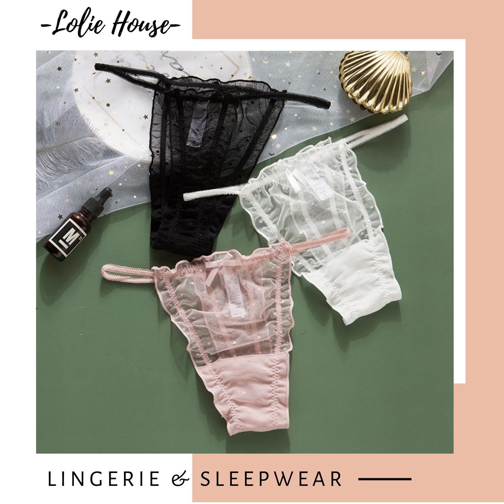 Quần lót dây ren lưới voan lọt khe sexy chấm bi dễ thương LOLIE HOUSE - LK8 | BigBuy360 - bigbuy360.vn